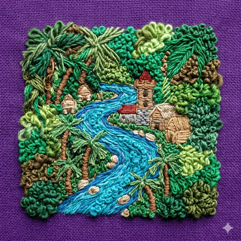 Realistic Textile Embroidery Art