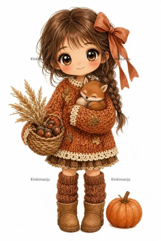 Autumn Boho Girl Clipart 100 Packs