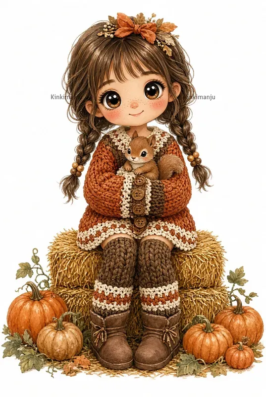 Autumn Boho Girl Clipart 100 Packs