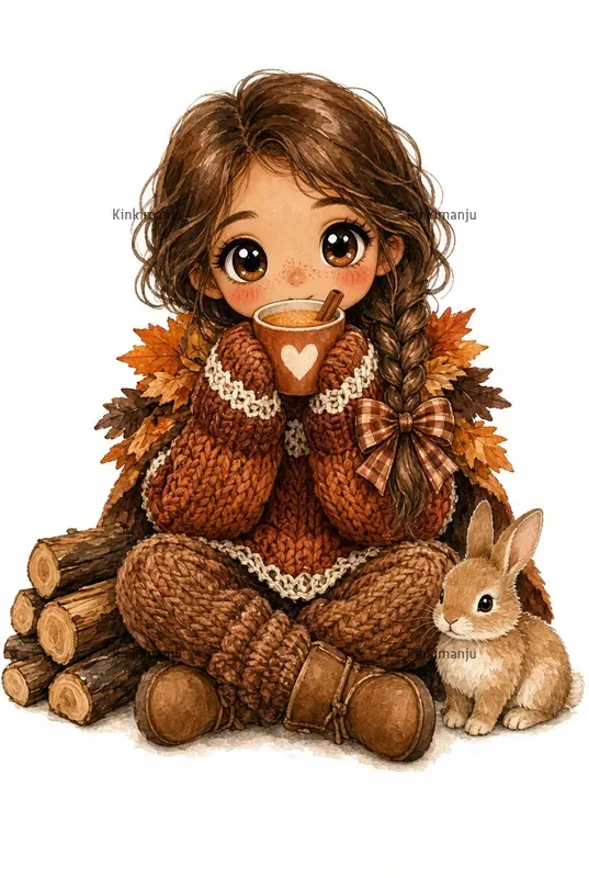 Autumn Boho Girl Clipart 100 Packs