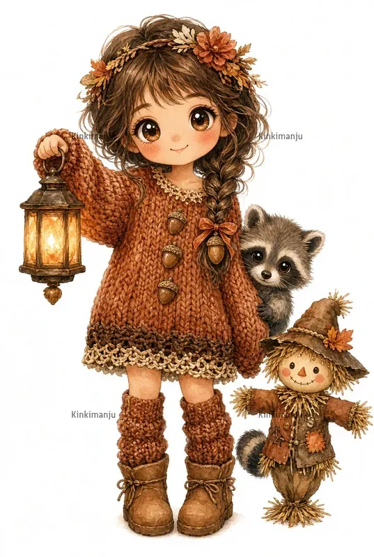 Autumn Boho Girl Clipart 100 Packs