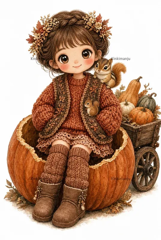 Autumn Boho Girl Clipart 100 Packs