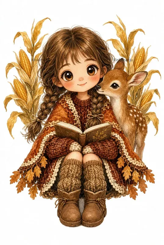 Autumn Boho Girl Clipart 100 Packs