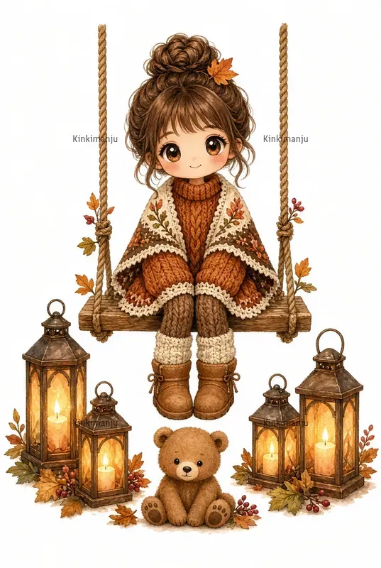 Autumn Boho Girl Clipart 100 Packs