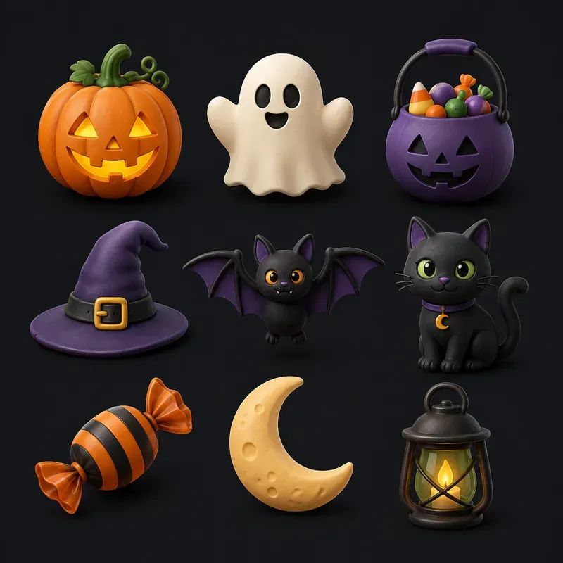 3D Halloween Clipart Icons