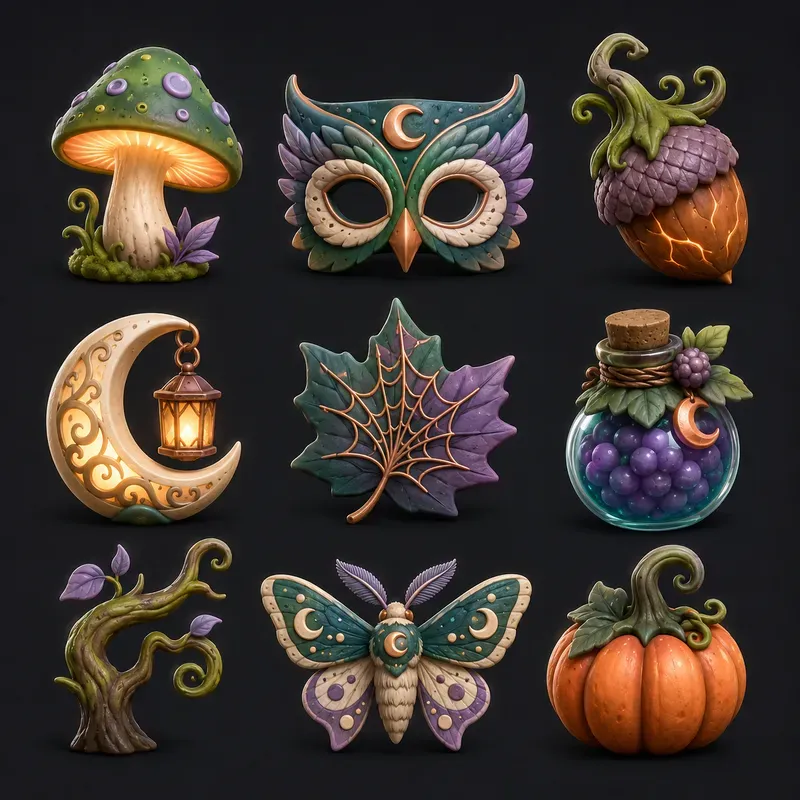 3D Halloween Clipart Icons