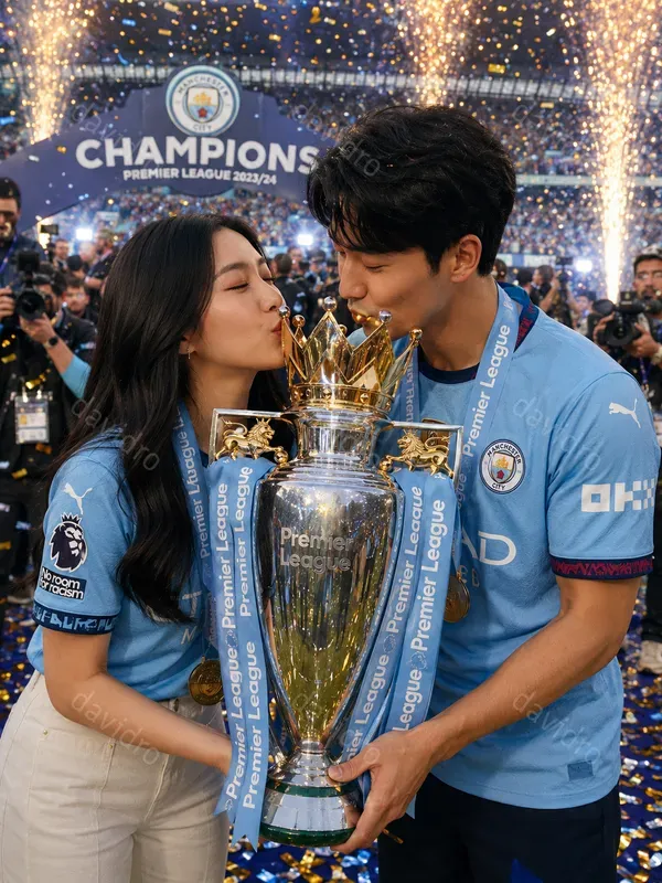 Couple Football Trophy Celebrations