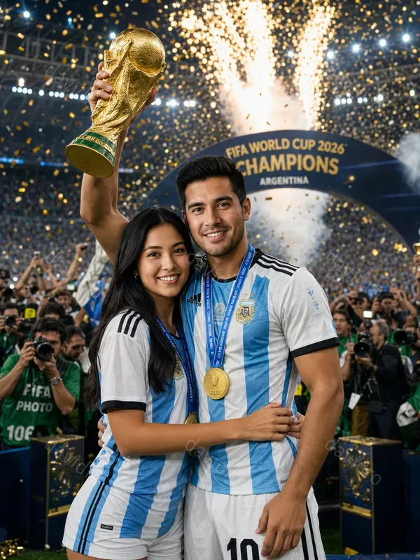 Couple Football Trophy Celebrations