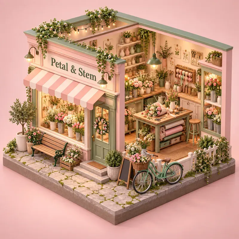 Isometric 3D Mini Shops For Any Businesses