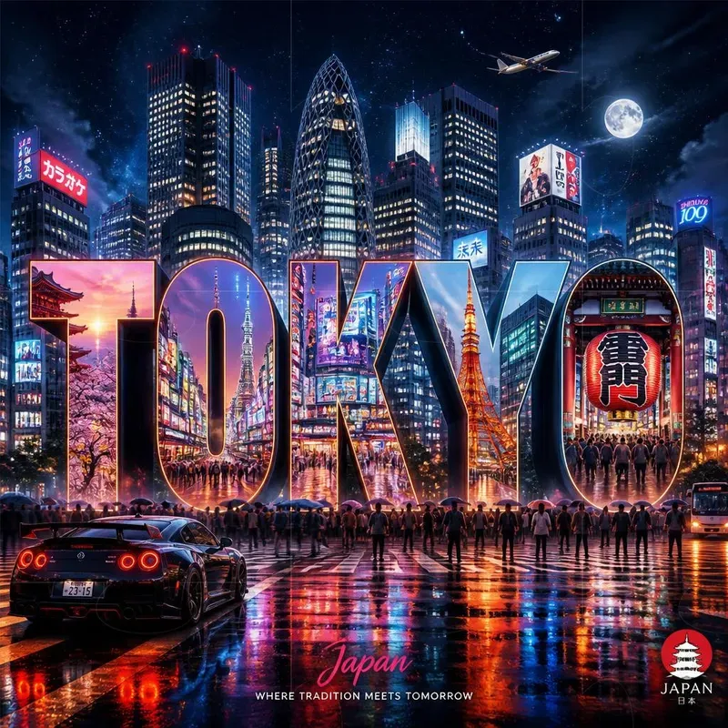 Cyberpunk Travel Typography