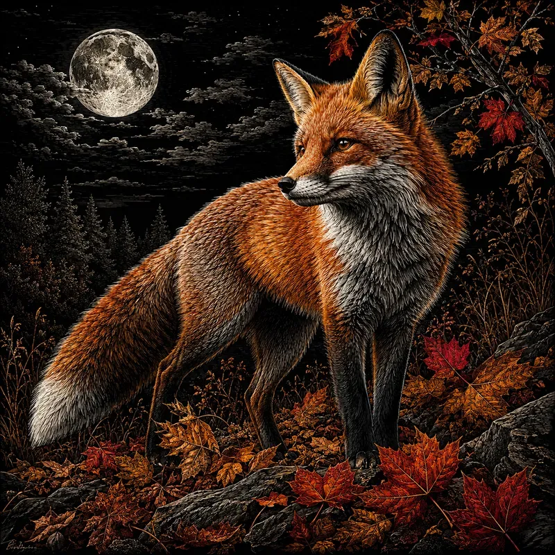 Midnight Scratch Art Wildlife