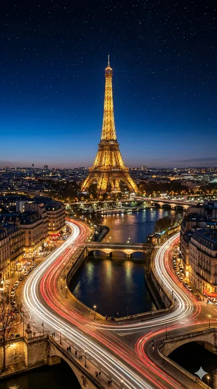 Stunning Night Traffic Light Trails