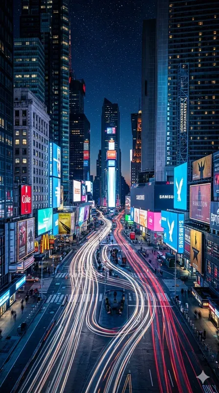 Stunning Night Traffic Light Trails