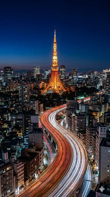 Stunning Night Traffic Light Trails