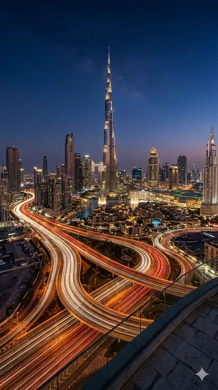 Stunning Night Traffic Light Trails