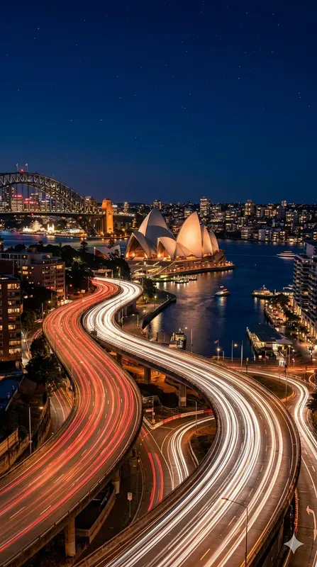 Stunning Night Traffic Light Trails