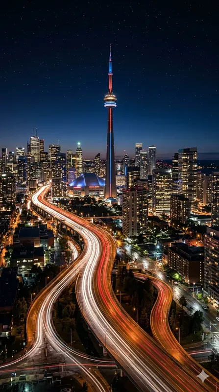 Stunning Night Traffic Light Trails