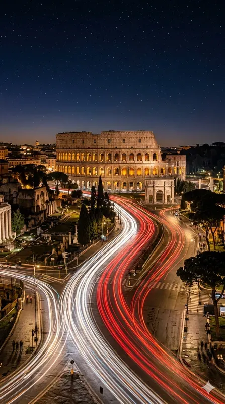 Stunning Night Traffic Light Trails