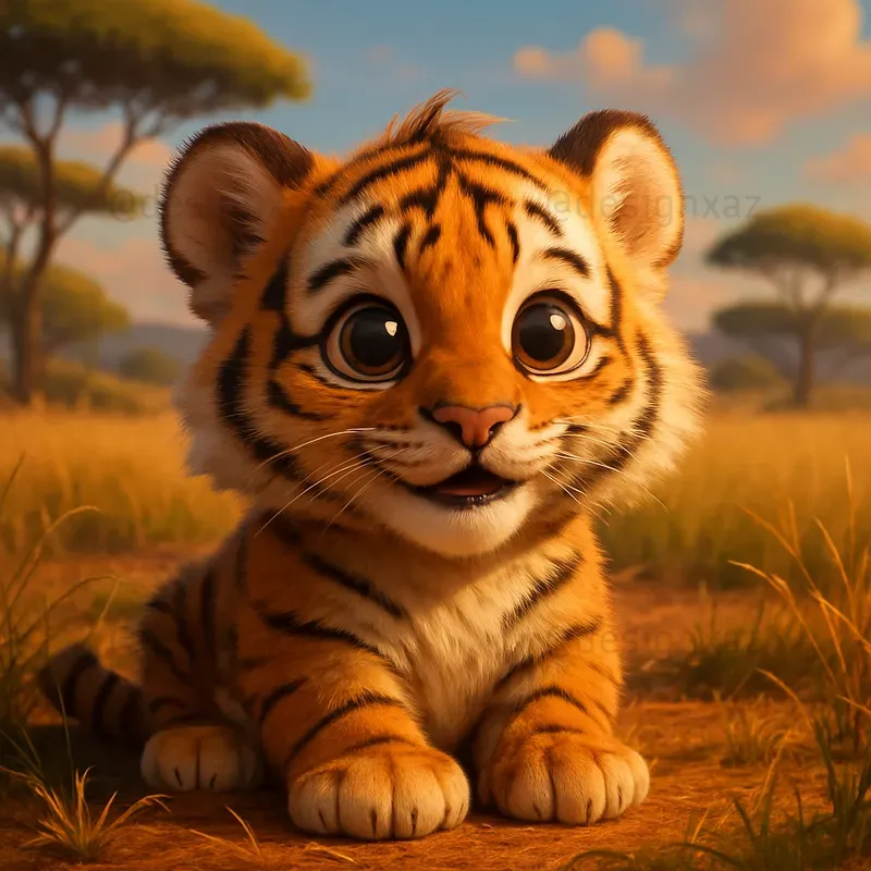 Cute Baby Animals In Fantasy Scene