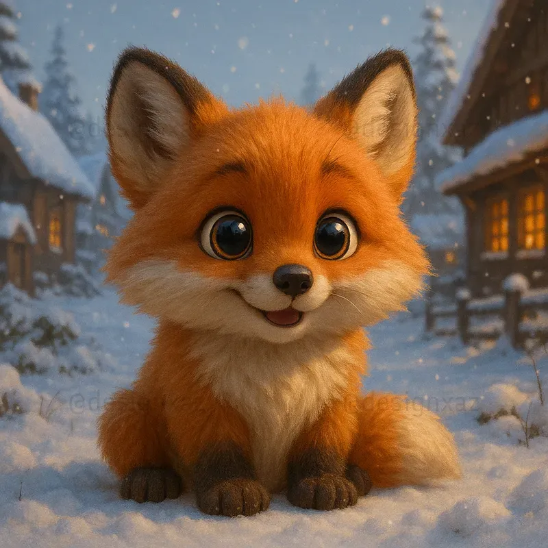 Cute Baby Animals In Fantasy Scene