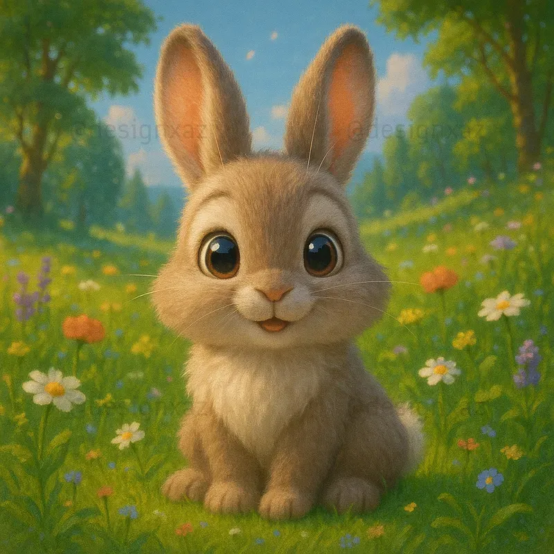 Cute Baby Animals In Fantasy Scene