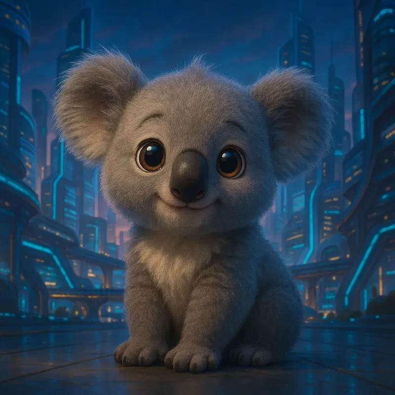 Cute Baby Animals In Fantasy Scene