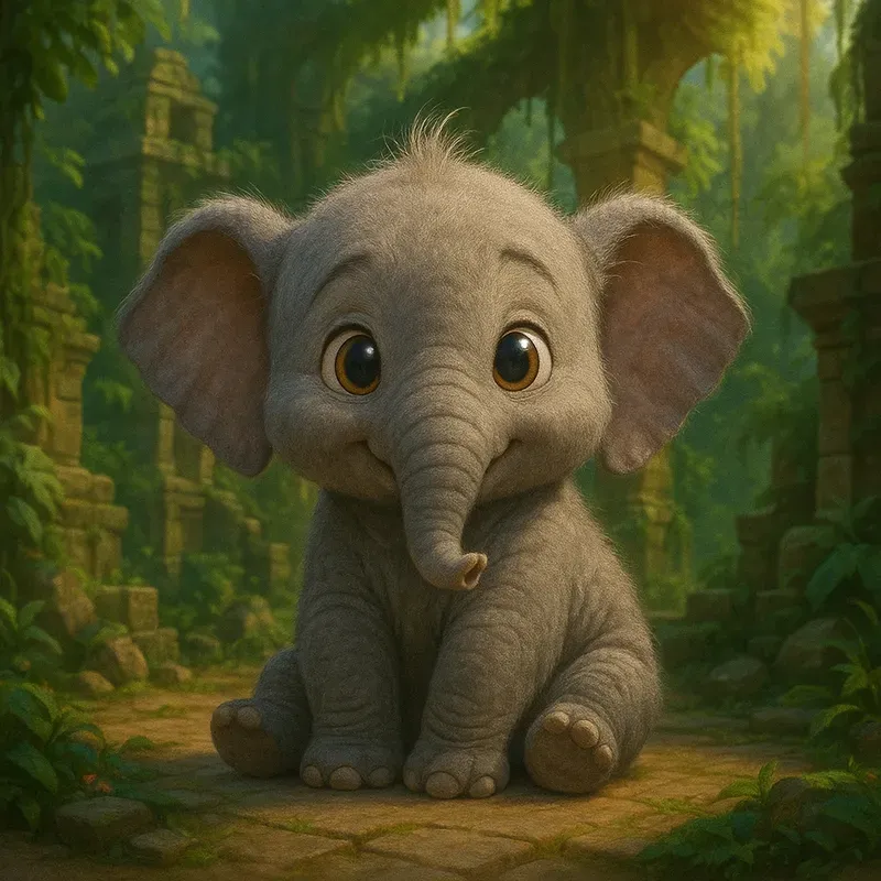 Cute Baby Animals In Fantasy Scene