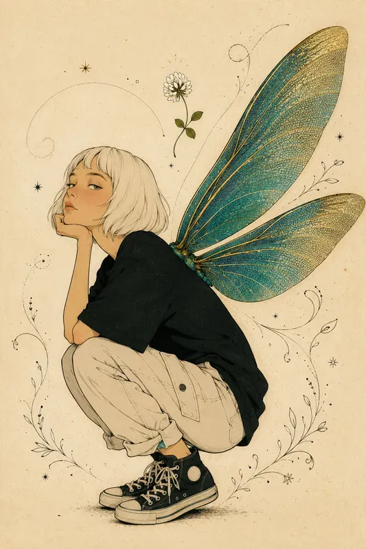 Whimsical Winged Character Art
