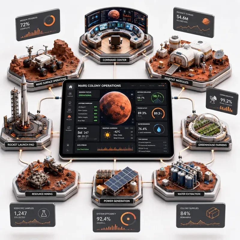 3D Isometric Tech UI Dashboards