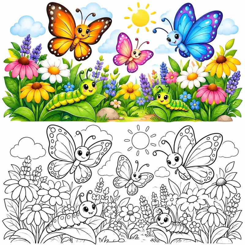 Cute Nature Coloring Page Art