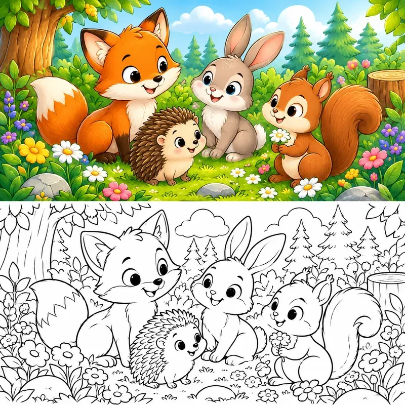 Cute Nature Coloring Page Art