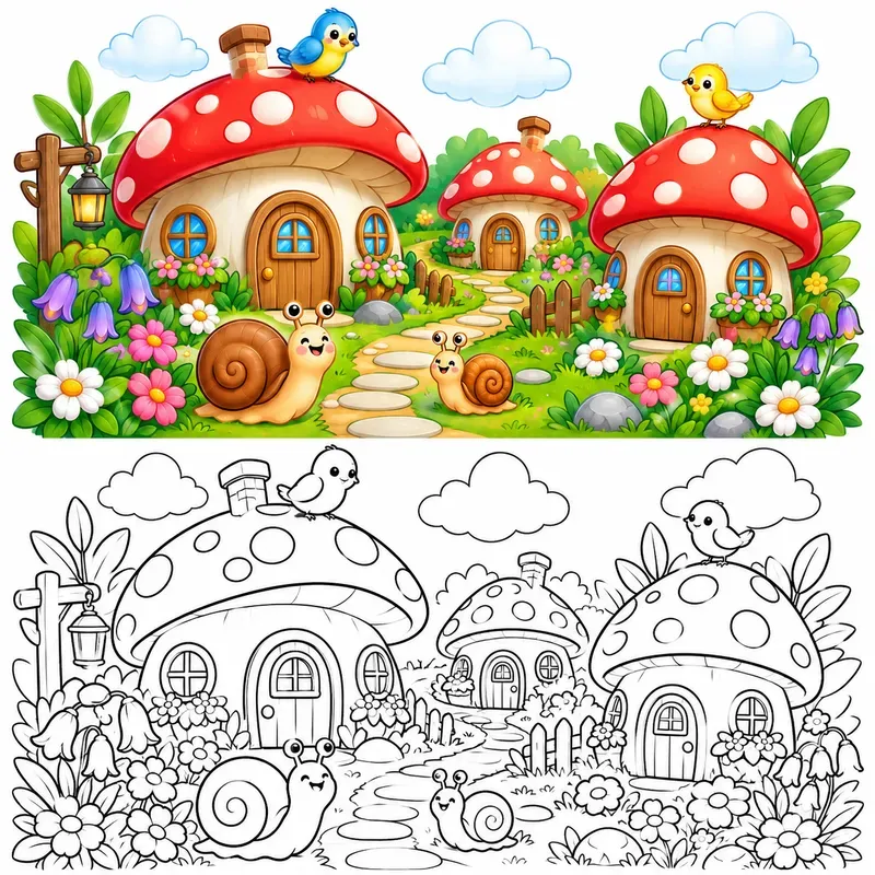 Cute Nature Coloring Page Art