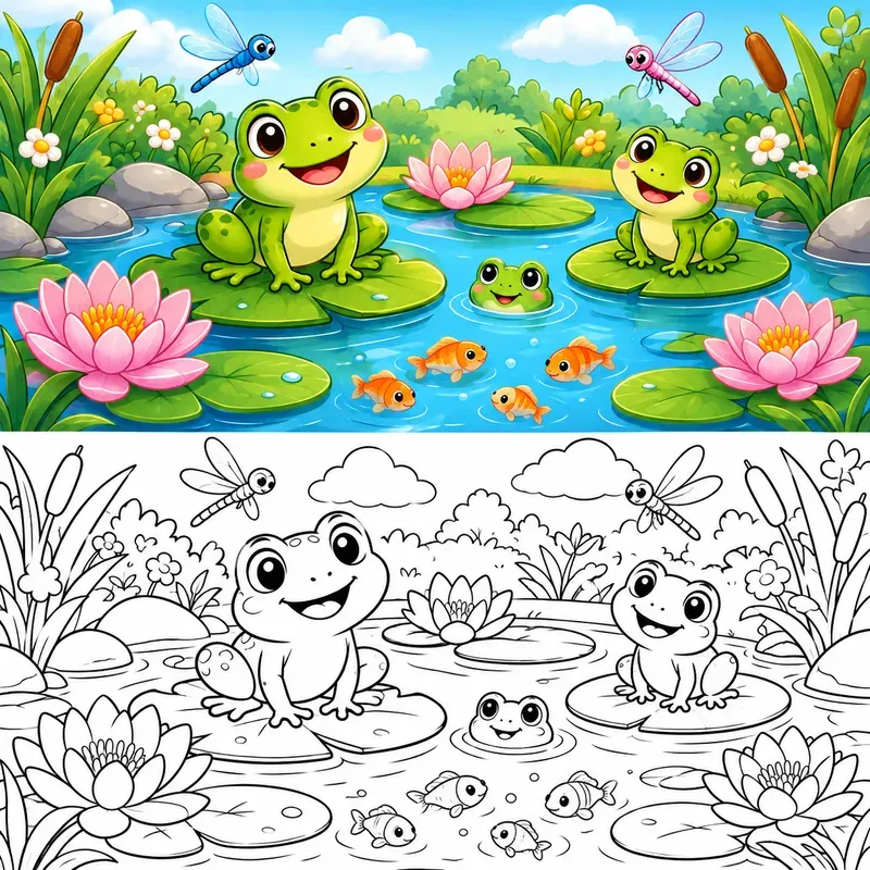 Cute Nature Coloring Page Art