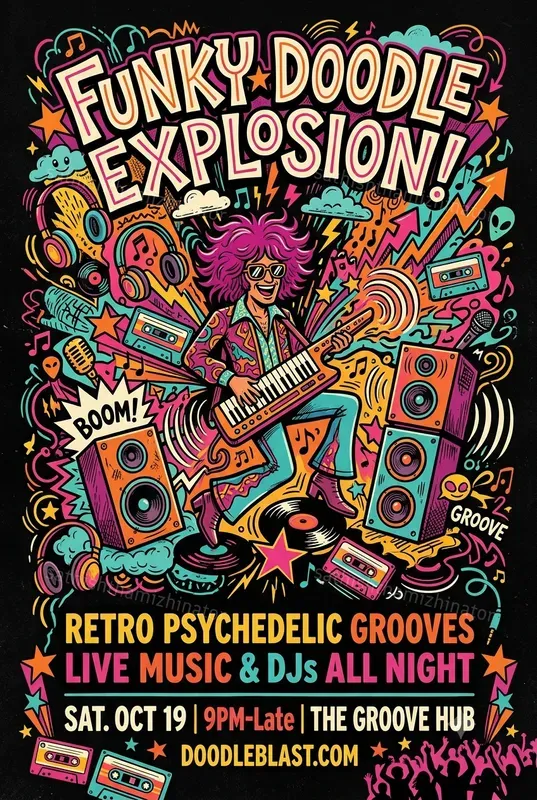 Funky Doodle Explosion Posters