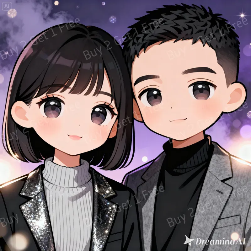 Chibi Couple Anniversary Style Portraits