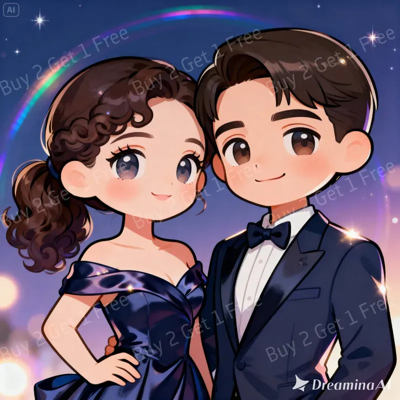 Chibi Couple Anniversary Style Portraits