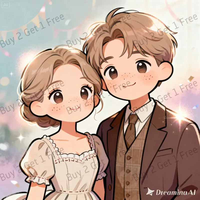 Chibi Couple Anniversary Style Portraits