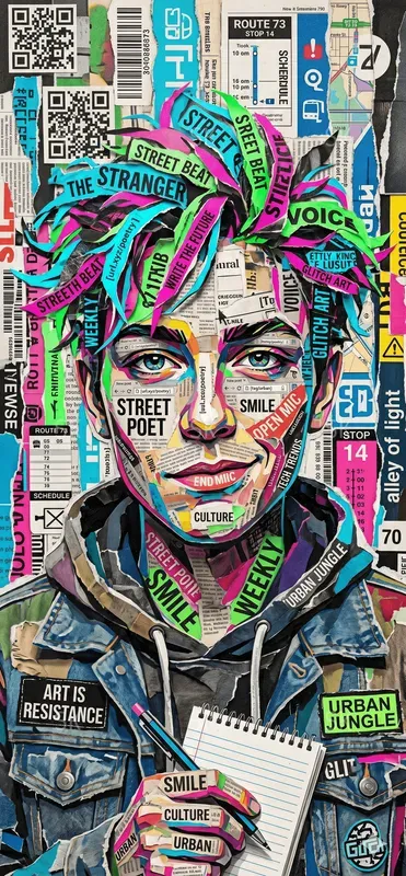 Cinematic Newspaper Collage Portraits