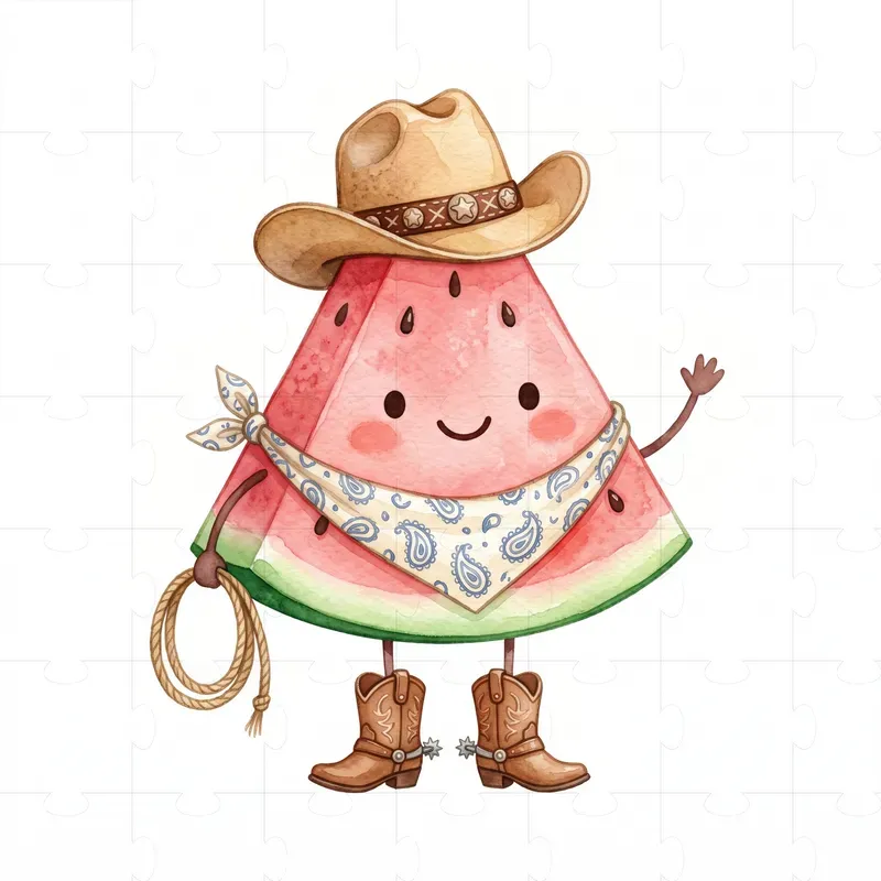 Howdy Kawaii Watercolor Food Clipart