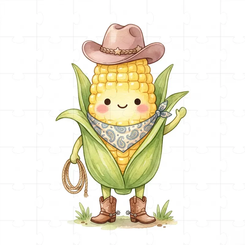 Howdy Kawaii Watercolor Food Clipart