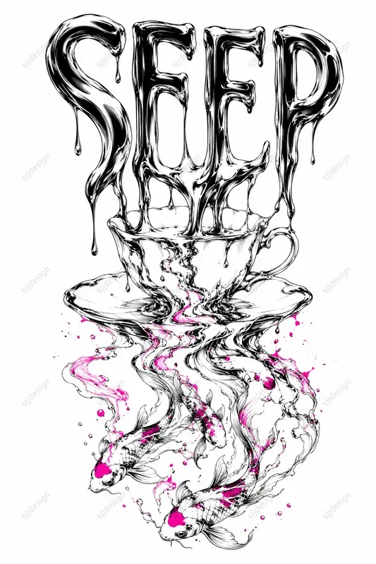 Surreal Melting Line Art