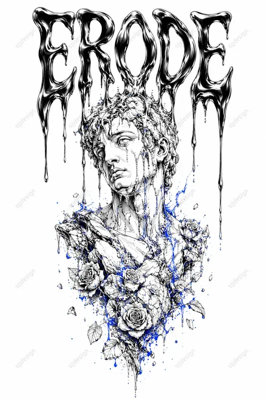 Surreal Melting Line Art