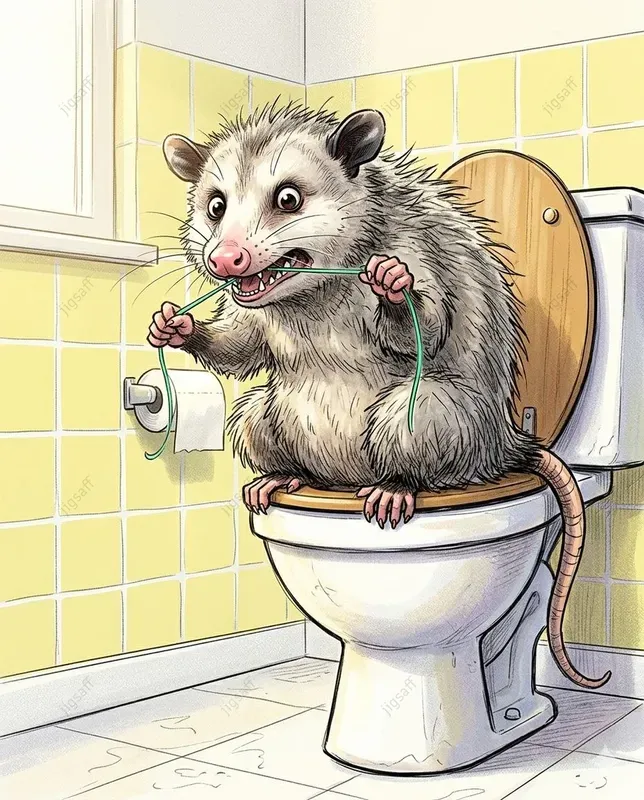 Whimsical Animal Bathroom Sketch Art