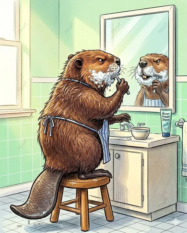 Whimsical Animal Bathroom Sketch Art