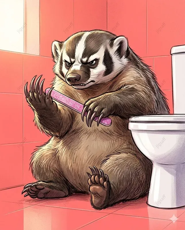 Whimsical Animal Bathroom Sketch Art