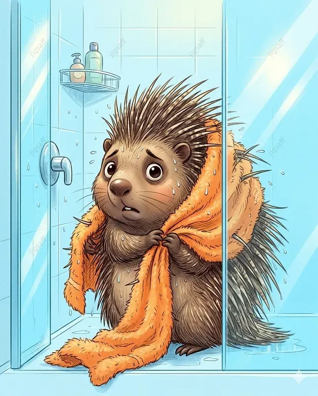 Whimsical Animal Bathroom Sketch Art