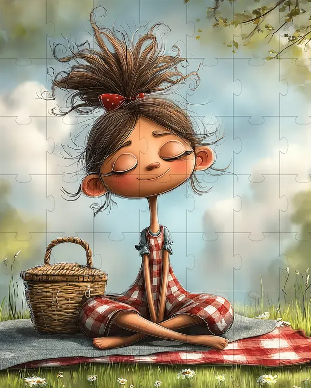 Patriotic Picnic Girl Watercolor Clipart