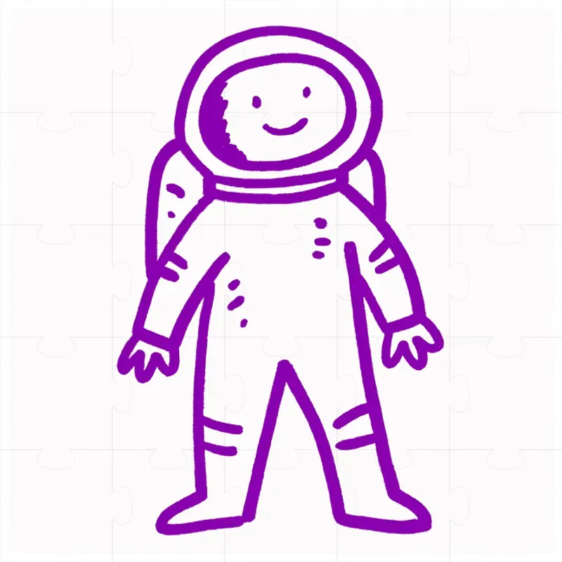 Minimalist Purple Character Line Art
