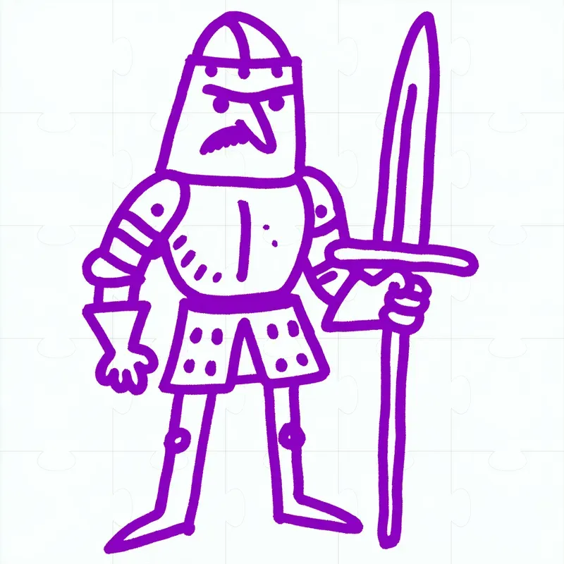 Minimalist Purple Character Line Art