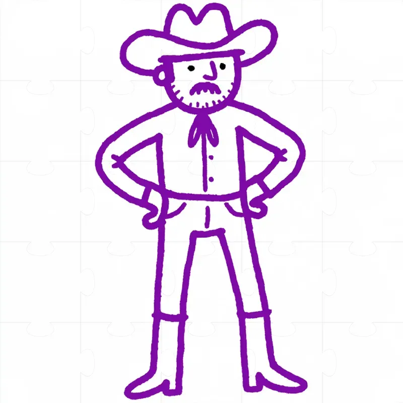 Minimalist Purple Character Line Art